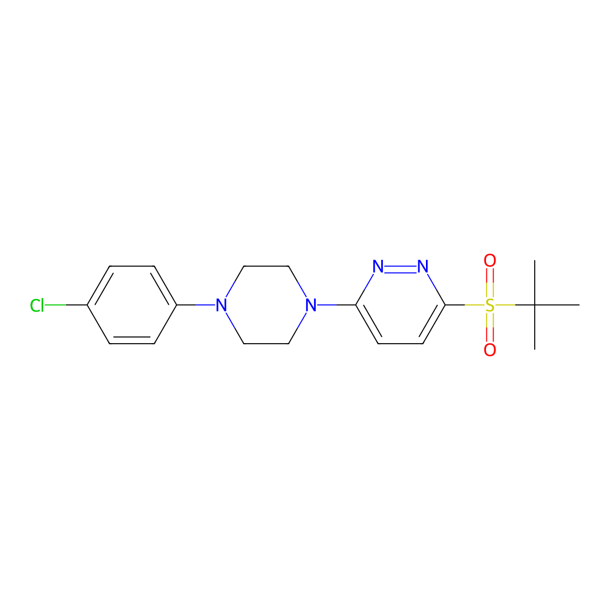3-[4-(4-Chlorophenyl)piperazin-1-yl]-6-(2-methylpropane-2-sulfonyl)pyridazine molecular structure, CAS 1040654-81-6