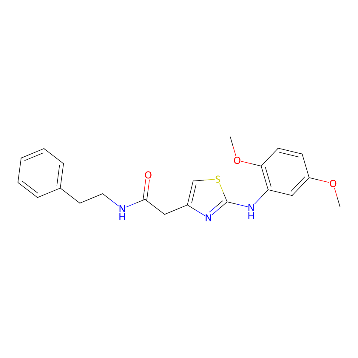 2-{2-[(2,5-dimethoxyphenyl)amino]-1,3-thiazol-4-yl}-N-(2-phenylethyl)acetamide molecular structure, CAS 1040654-82-7