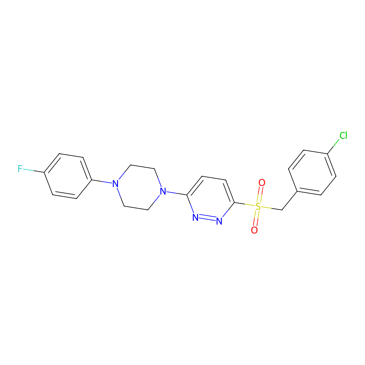 3-((4-Chlorobenzyl)sulfonyl)-6-(4-(4-fluorophenyl)piperazin-1-yl)pyridazine molecular structure, CAS 1040654-84-9