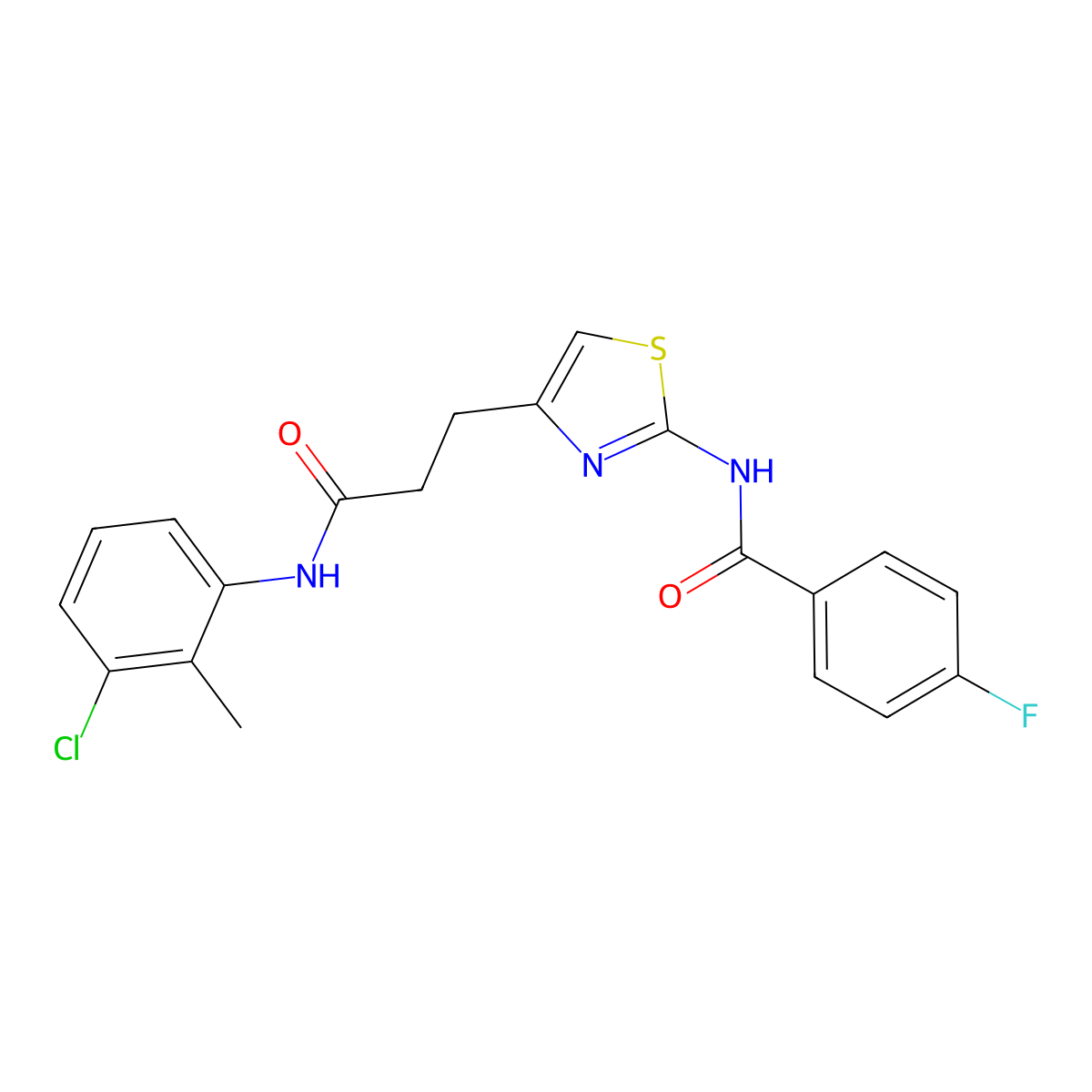 N-(4-(3-((3-chloro-2-methylphenyl)amino)-3-oxopropyl)thiazol-2-yl)-4-fluorobenzamide molecular structure, CAS 1040654-85-0