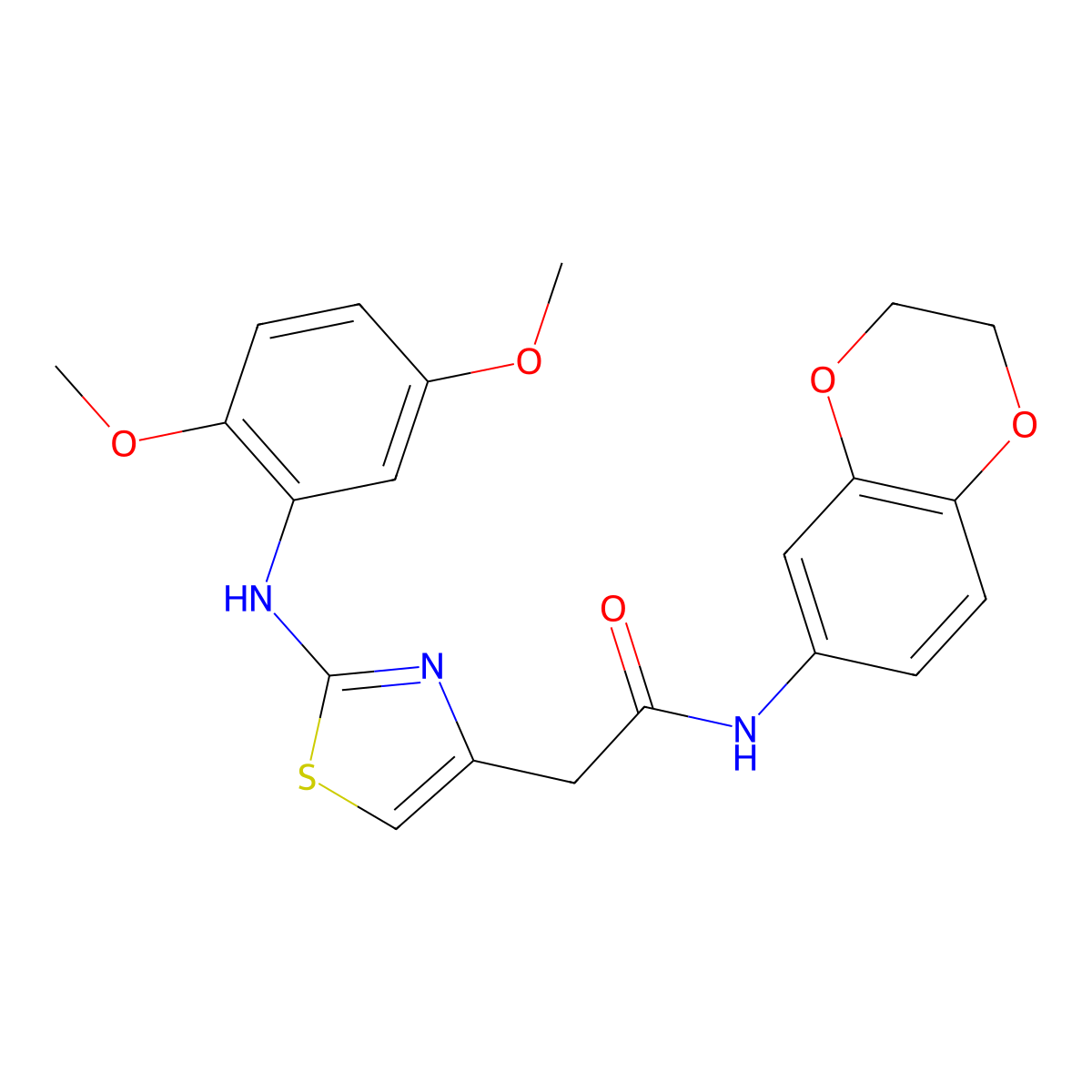N-(2,3-dihydro-1,4-benzodioxin-6-yl)-2-{2-[(2,5-dimethoxyphenyl)amino]-1,3-thiazol-4-yl}acetamide molecular structure, CAS 1040654-90-7