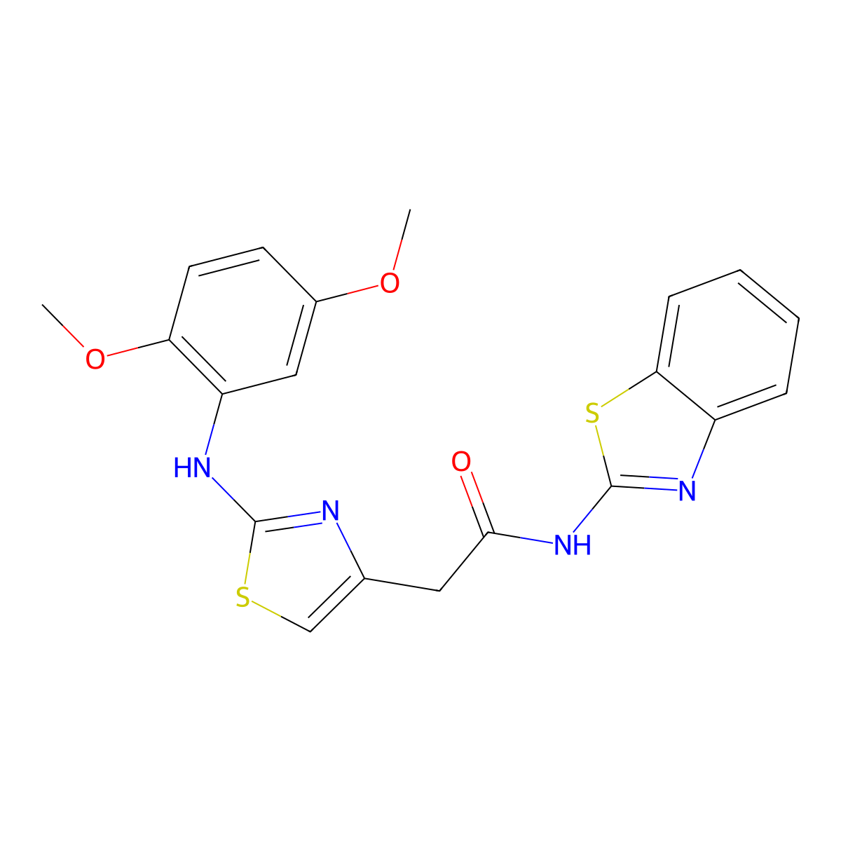 N-(1,3-benzothiazol-2-yl)-2-{2-[(2,5-dimethoxyphenyl)amino]-1,3-thiazol-4-yl}acetamide molecular structure, CAS 1040654-97-4