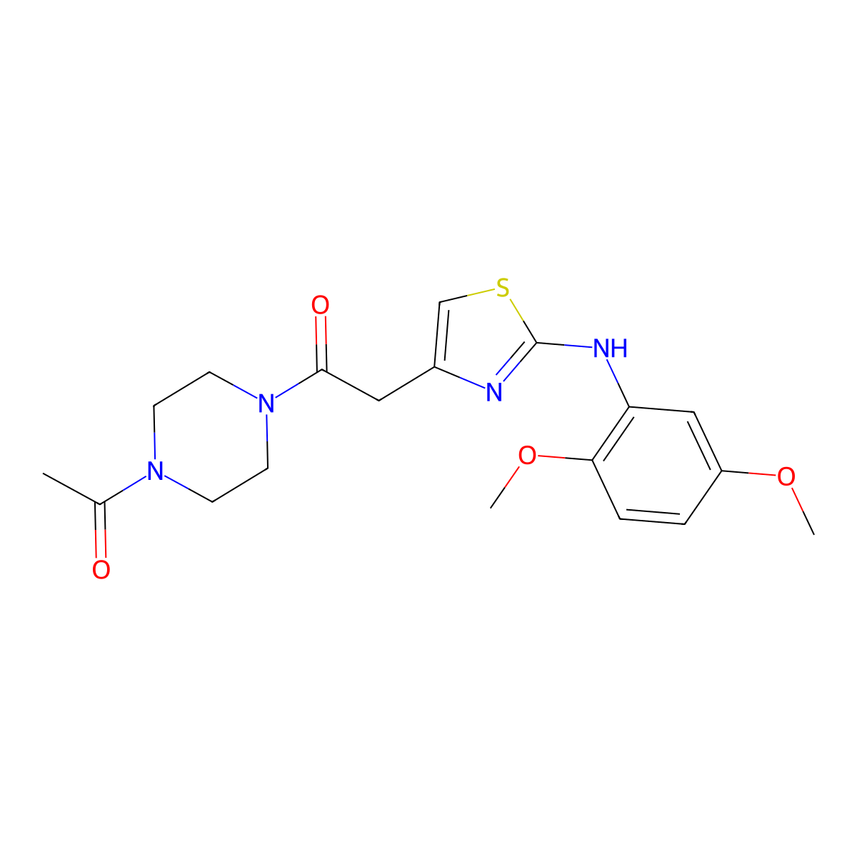 1-(4-Acetylpiperazin-1-yl)-2-{2-[(2,5-dimethoxyphenyl)amino]-1,3-thiazol-4-yl}ethan-1-one molecular structure, CAS 1040655-04-6