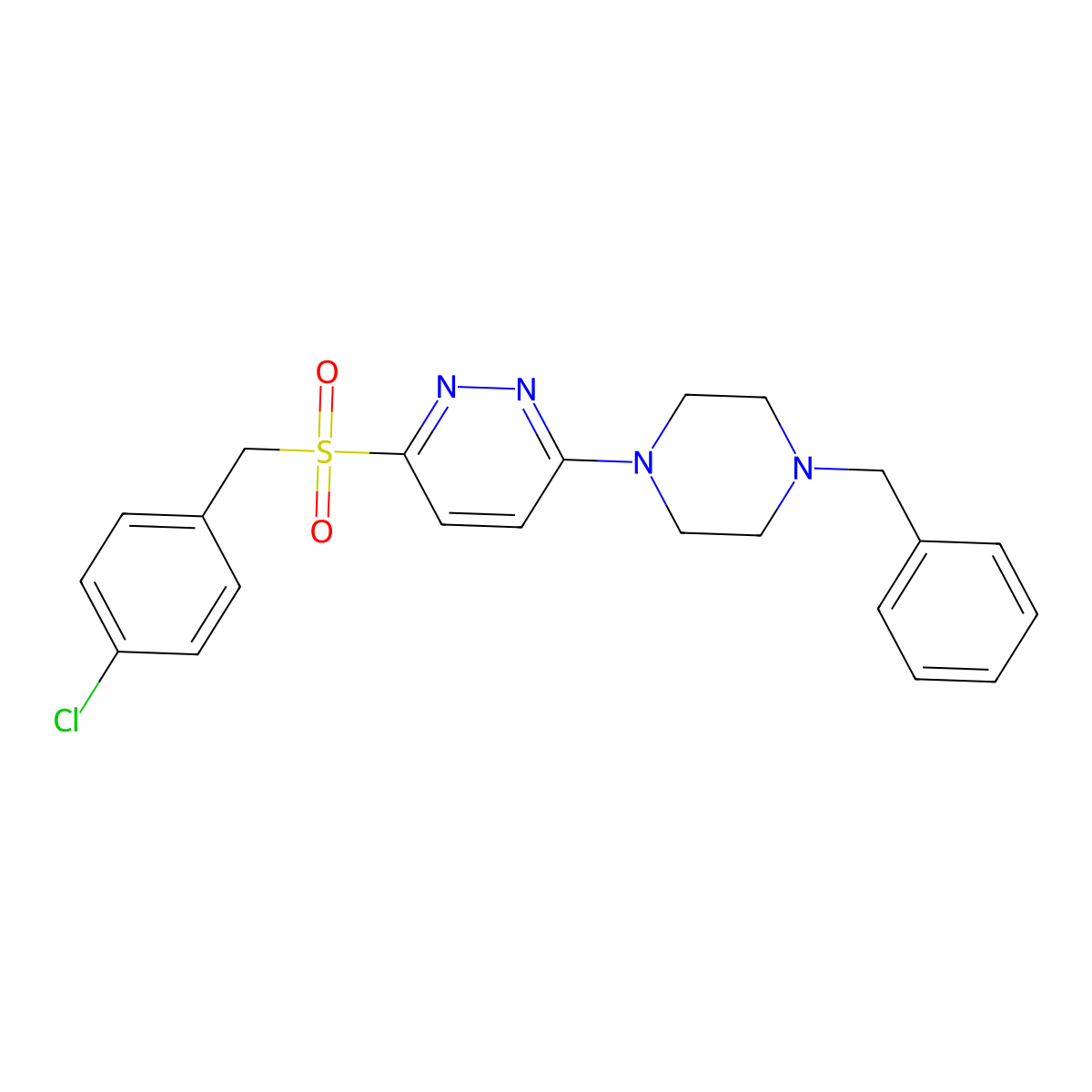 3-(4-Benzylpiperazin-1-yl)-6-((4-chlorobenzyl)sulfonyl)pyridazine molecular structure, CAS 1040655-13-7