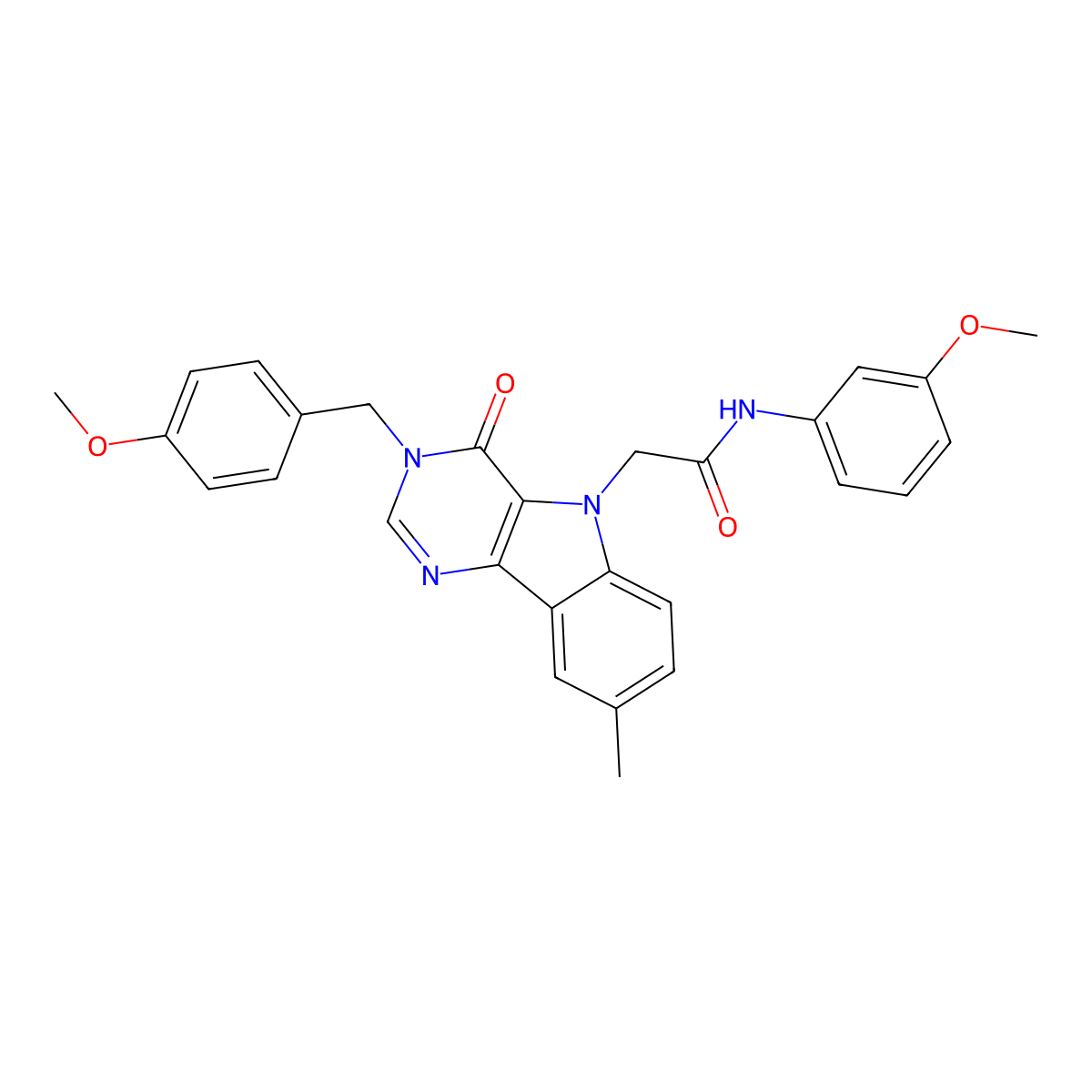 2-(3-(4-methoxybenzyl)-8-methyl-4-oxo-3H-pyrimido[5,4-b]indol-5(4H)-yl)-N-(3-methoxyphenyl)acetamide molecular structure, CAS 1040655-19-3