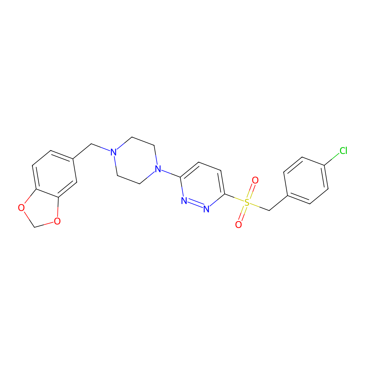 3-[4-(1,3-Benzodioxol-5-ylmethyl)piperazin-1-yl]-6-[(4-chlorobenzyl)sulfonyl]pyridazine molecular structure, CAS 1040655-20-6