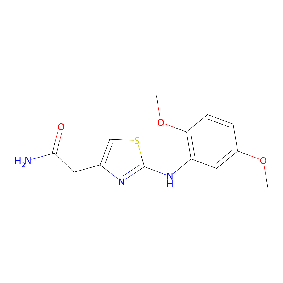 2-{2-[(2,5-Dimethoxyphenyl)amino]-1,3-thiazol-4-yl}acetamide molecular structure, CAS 1040655-25-1