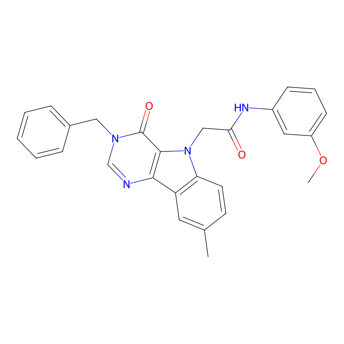 2-{3-benzyl-8-methyl-4-oxo-3H,4H,5H-pyrimido[5,4-b]indol-5-yl}-N-(3-methoxyphenyl)acetamide molecular structure, CAS 1040655-26-2