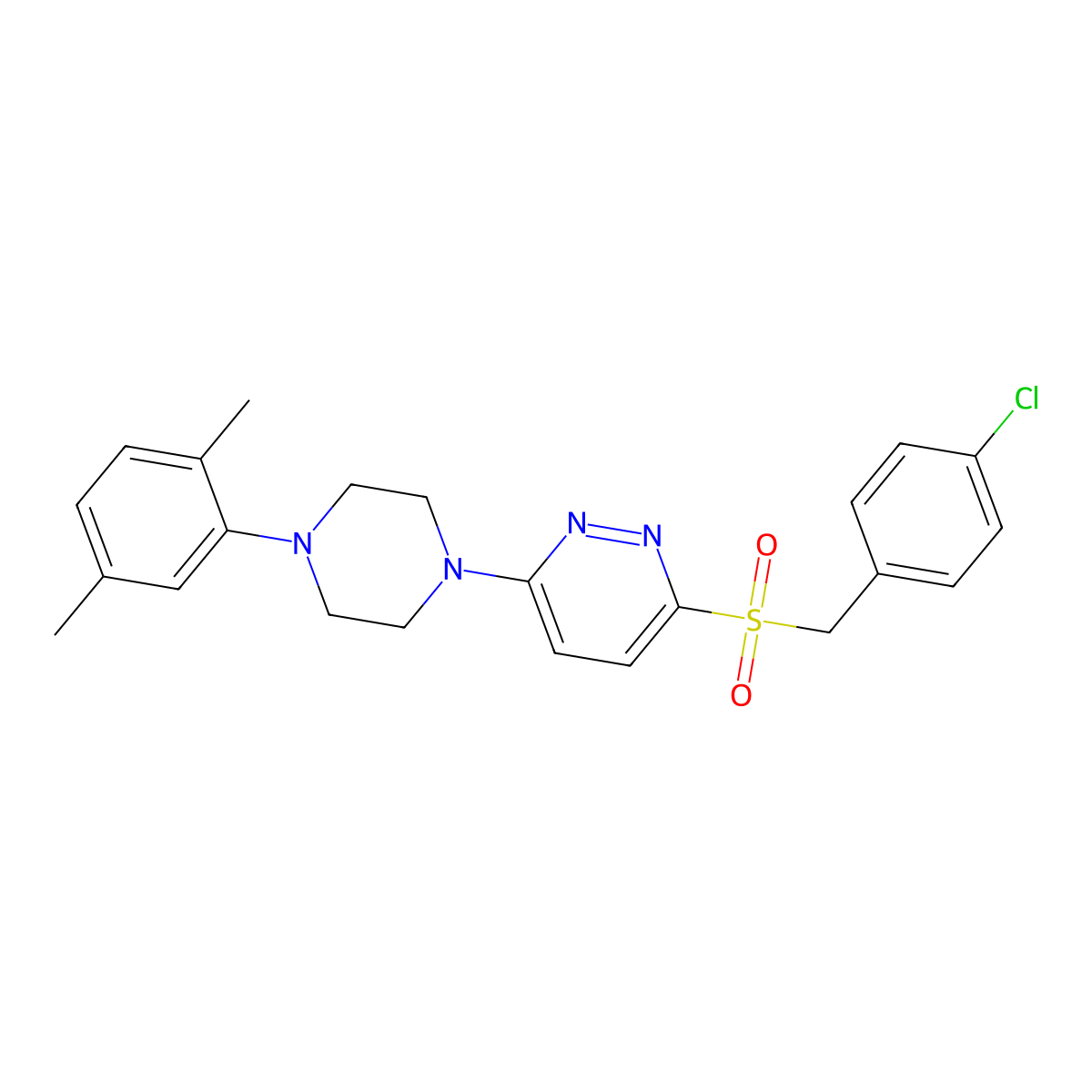 3-((4-Chlorobenzyl)sulfonyl)-6-(4-(2,5-dimethylphenyl)piperazin-1-yl)pyridazine molecular structure, CAS 1040655-27-3