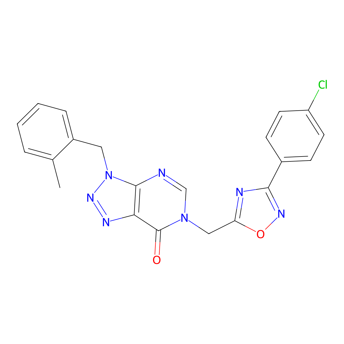 6-((3-(4-chlorophenyl)-1,2,4-oxadiazol-5-yl)methyl)-3-(2-methylbenzyl)-3H-[1,2,3]triazolo[4,5-d]pyrimidin-7(6H)-one molecular structure, CAS 1040655-31-9