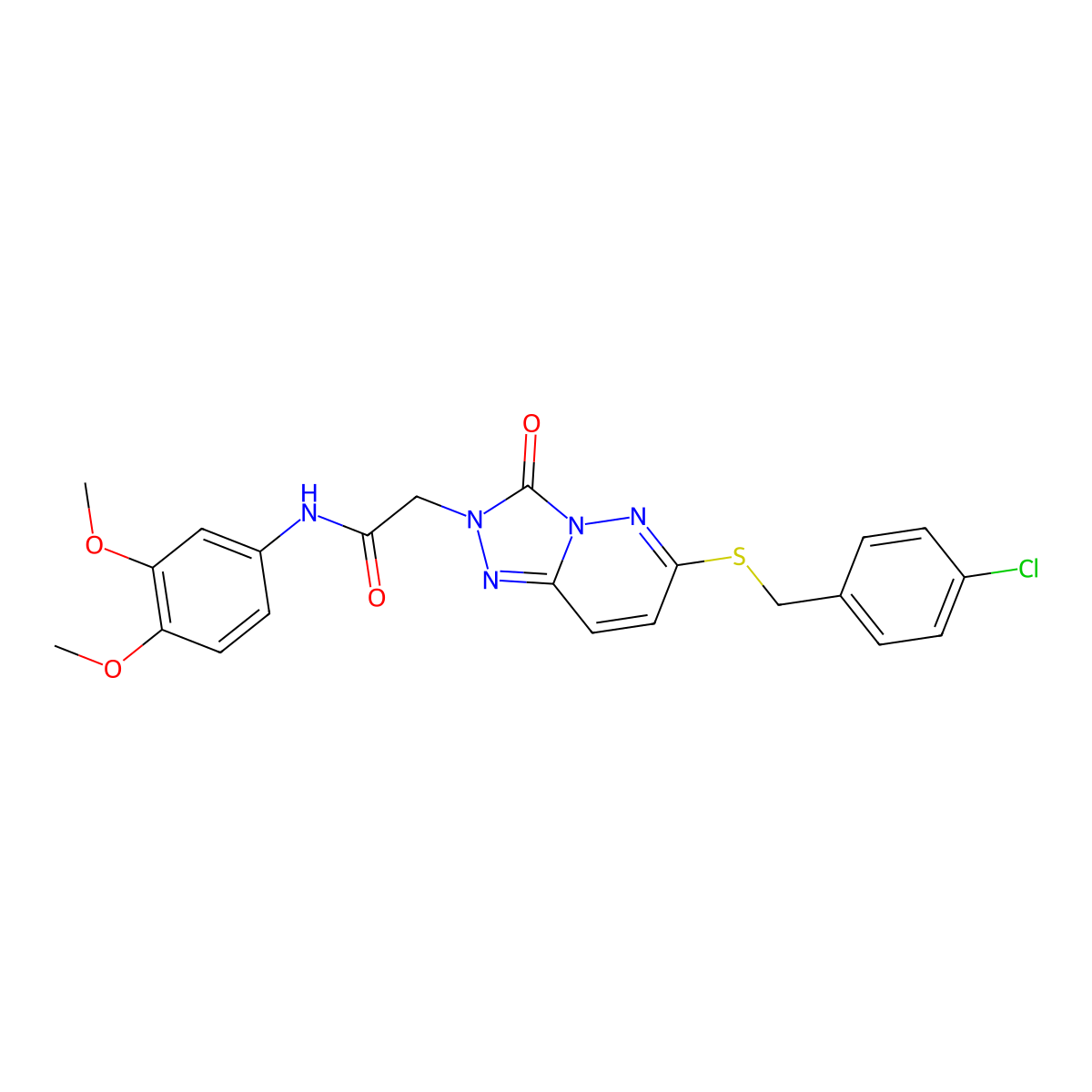 2-(6-((4-chlorobenzyl)thio)-3-oxo-[1,2,4]triazolo[4,3-b]pyridazin-2(3H)-yl)-N-(3,4-dimethoxyphenyl)acetamide molecular structure, CAS 1040655-33-1