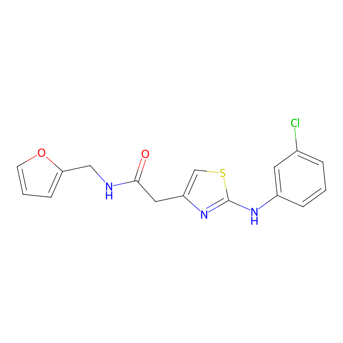 2-(2-((3-chlorophenyl)amino)thiazol-4-yl)-N-(furan-2-ylmethyl)acetamide molecular structure, CAS 1040655-37-5