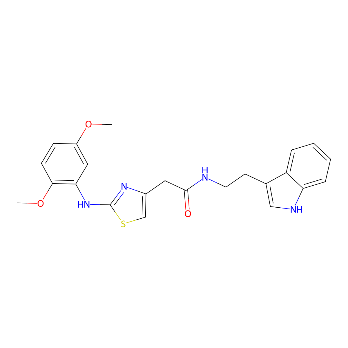 2-{2-[(2,5-dimethoxyphenyl)amino]-1,3-thiazol-4-yl}-N-[2-(1H-indol-3-yl)ethyl]acetamide molecular structure, CAS 1040655-40-0