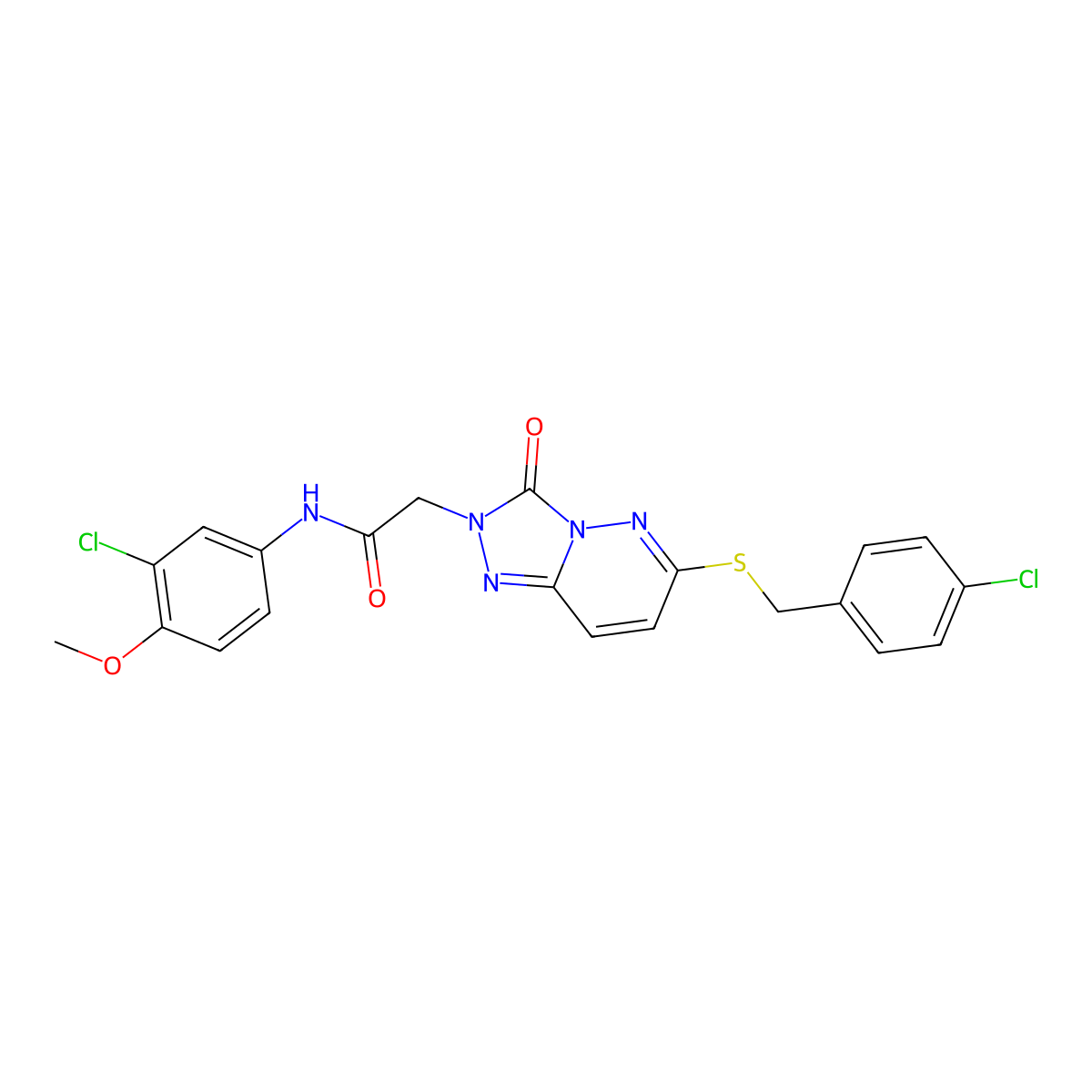 N-(3-chloro-4-methoxyphenyl)-2-(6-{[(4-chlorophenyl)methyl]sulfanyl}-3-oxo-2H,3H-[1,2,4]triazolo[4,3-b]pyridazin-2-yl)acetamide molecular structure, CAS 1040655-41-1