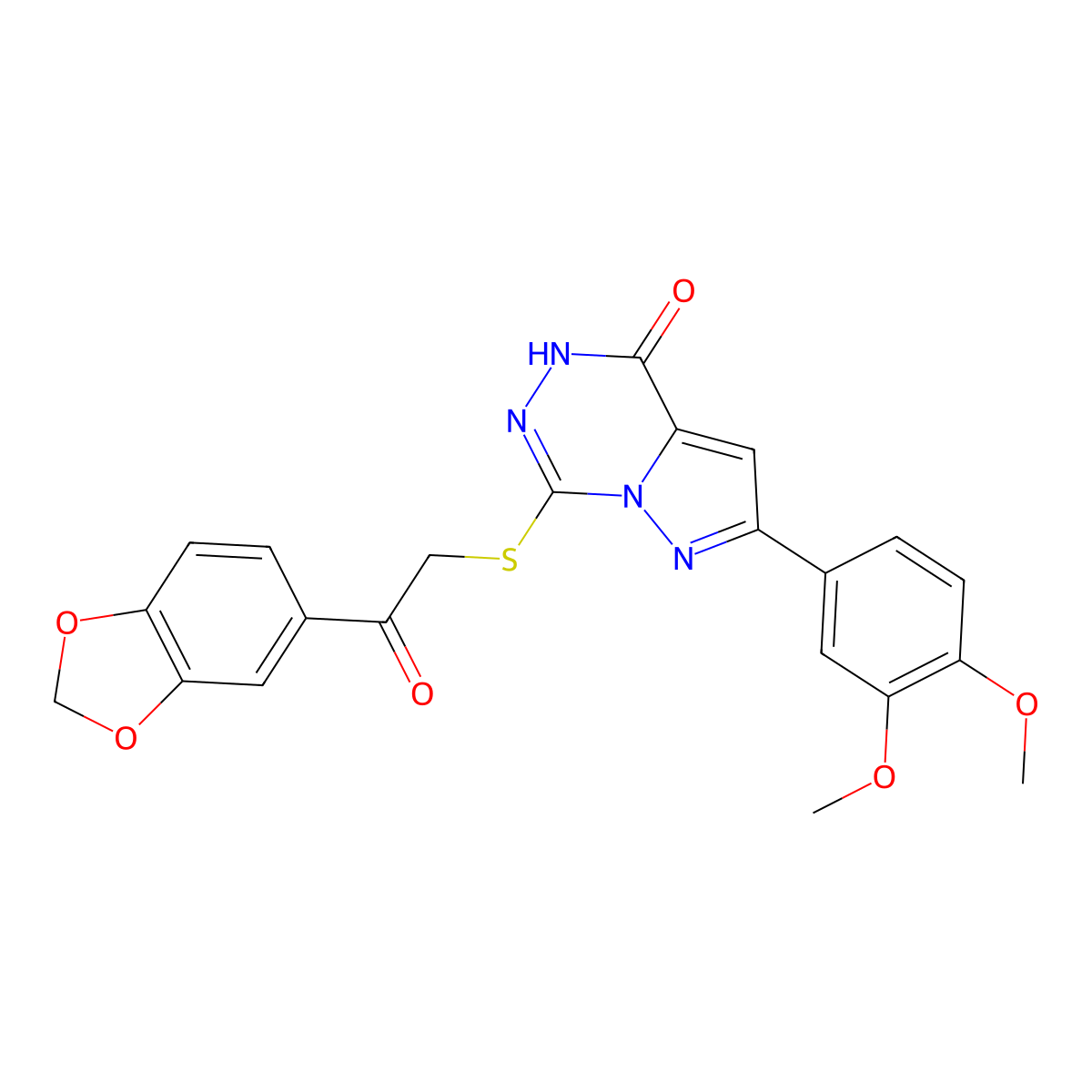 7-{[2-(2H-1,3-benzodioxol-5-yl)-2-oxoethyl]sulfanyl}-2-(3,4-dimethoxyphenyl)-4H,5H-pyrazolo[1,5-d][1,2,4]triazin-4-one molecular structure, CAS 1040655-42-2