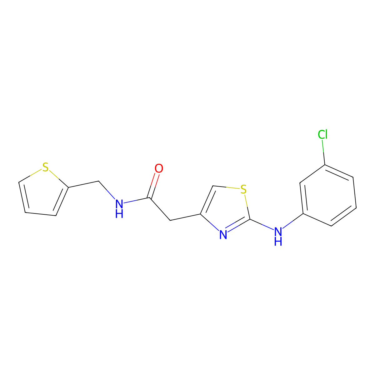 2-{2-[(3-chlorophenyl)amino]-1,3-thiazol-4-yl}-N-[(thiophen-2-yl)methyl]acetamide molecular structure, CAS 1040655-45-5