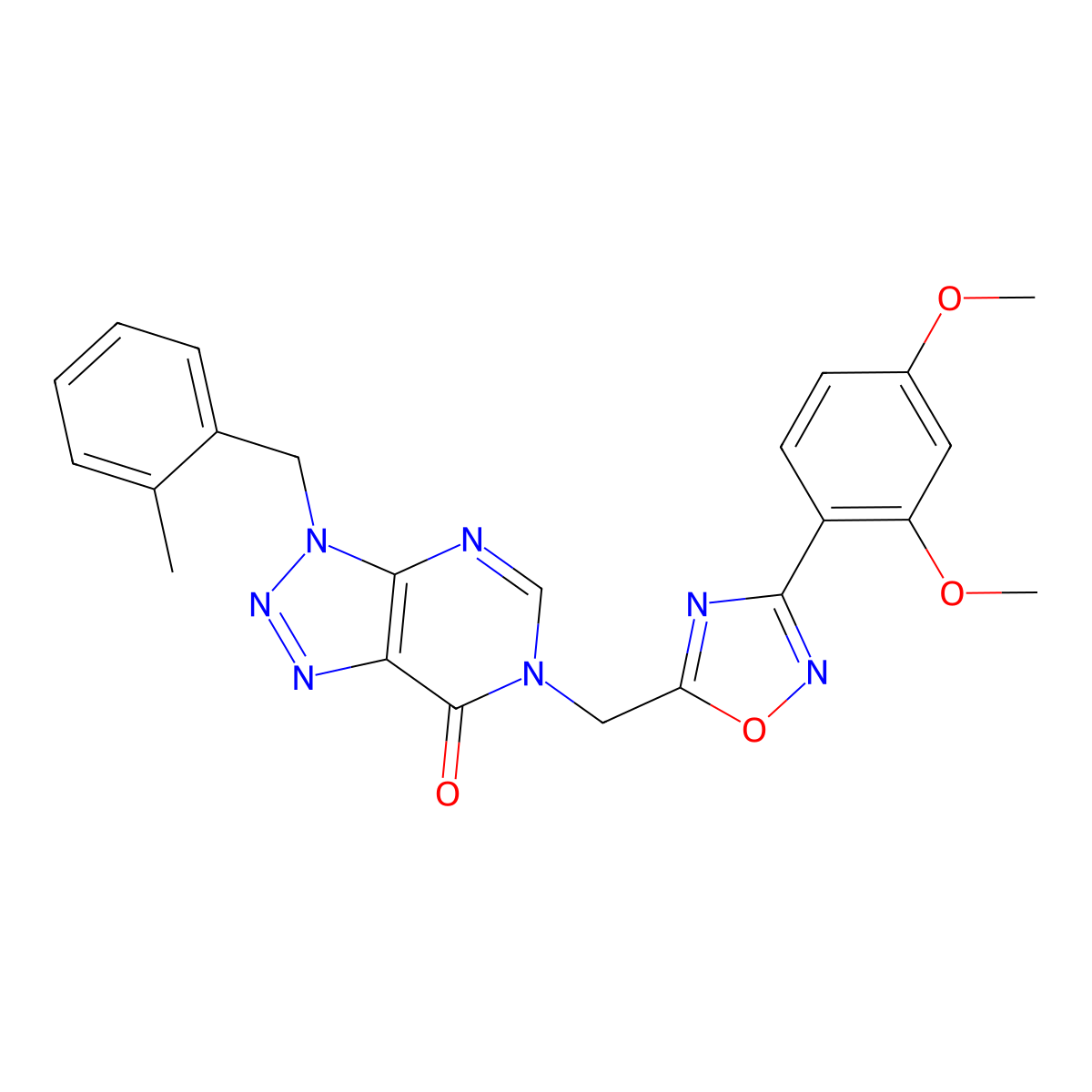 6-{[3-(2,4-dimethoxyphenyl)-1,2,4-oxadiazol-5-yl]methyl}-3-[(2-methylphenyl)methyl]-3H,6H,7H-[1,2,3]triazolo[4,5-d]pyrimidin-7-one molecular structure, CAS 1040655-55-7