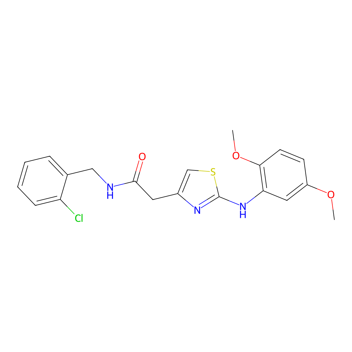 N-[(2-chlorophenyl)methyl]-2-{2-[(2,5-dimethoxyphenyl)amino]-1,3-thiazol-4-yl}acetamide molecular structure, CAS 1040655-56-8