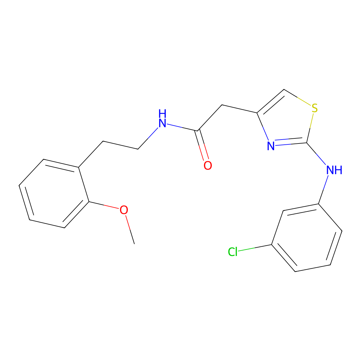 2-{2-[(3-chlorophenyl)amino]-1,3-thiazol-4-yl}-N-[2-(2-methoxyphenyl)ethyl]acetamide molecular structure, CAS 1040655-61-5