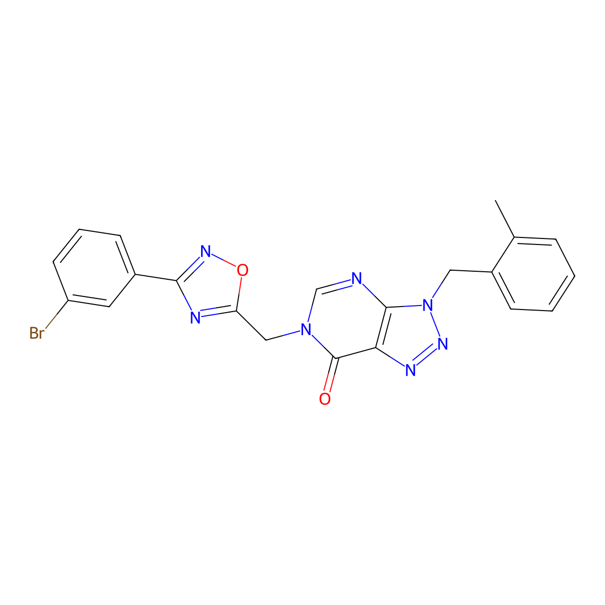 6-{[3-(3-bromophenyl)-1,2,4-oxadiazol-5-yl]methyl}-3-(2-methylbenzyl)-3,6-dihydro-7H-[1,2,3]triazolo[4,5-d]pyrimidin-7-one molecular structure, CAS 1040655-63-7