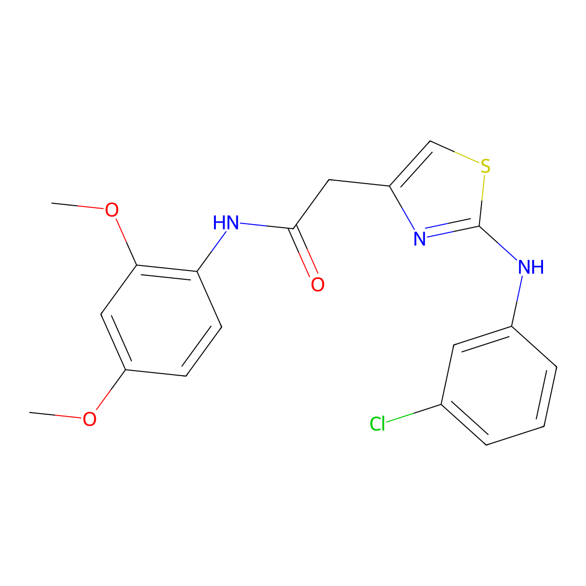 2-{2-[(3-chlorophenyl)amino]-1,3-thiazol-4-yl}-N-(2,4-dimethoxyphenyl)acetamide molecular structure, CAS 1040655-69-3