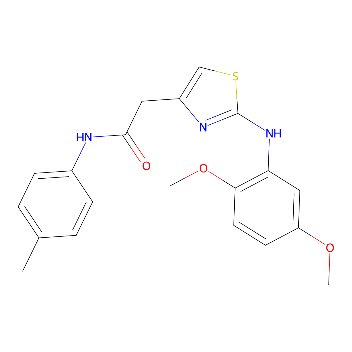 2-{2-[(2,5-dimethoxyphenyl)amino]-1,3-thiazol-4-yl}-N-(4-methylphenyl)acetamide molecular structure, CAS 1040655-72-8