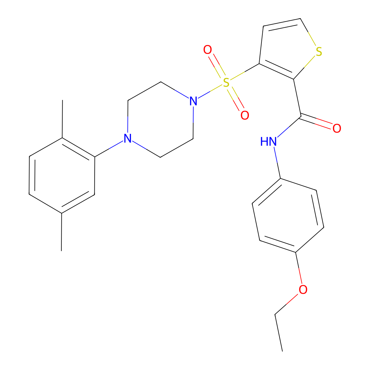 3-{[4-(2,5-dimethylphenyl)piperazin-1-yl]sulfonyl}-N-(4-ethoxyphenyl)thiophene-2-carboxamide molecular structure, CAS 1040655-79-5