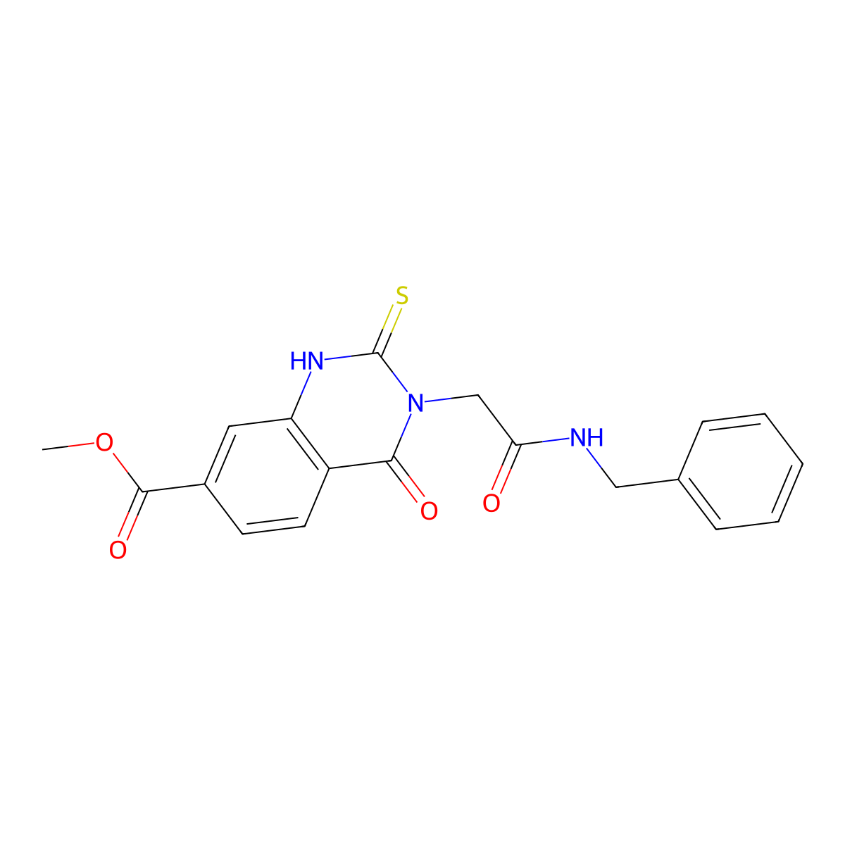 Methyl 3-[(benzylcarbamoyl)methyl]-4-oxo-2-sulfanylidene-1,2,3,4-tetrahydroquinazoline-7-carboxylate molecular structure, CAS 1040655-84-2
