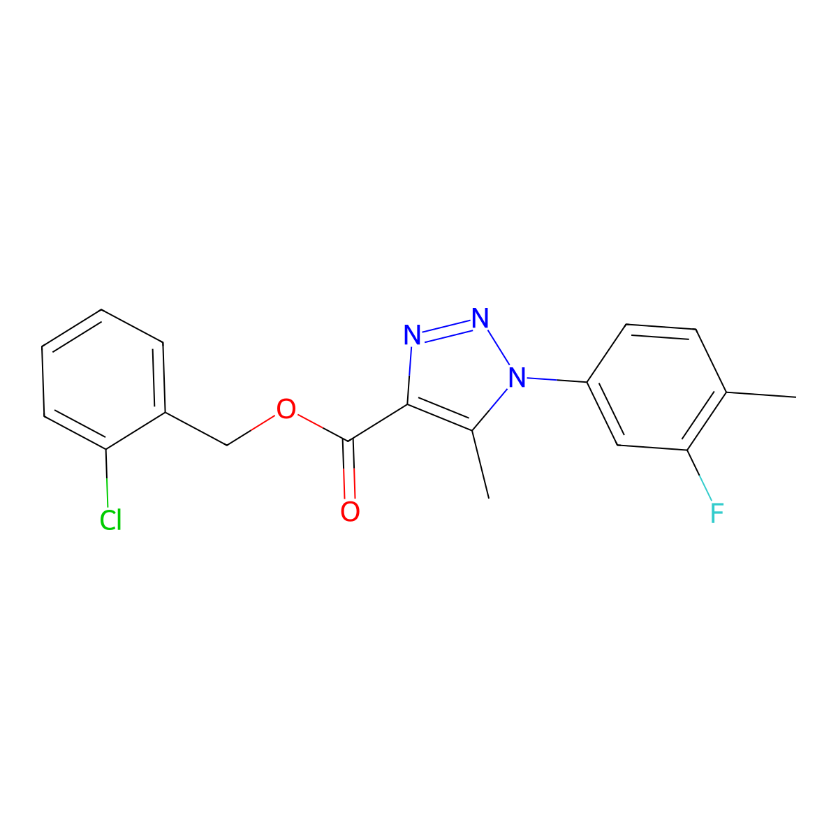 (2-chlorophenyl)methyl 1-(3-fluoro-4-methylphenyl)-5-methyl-1H-1,2,3-triazole-4-carboxylate molecular structure, CAS 1040655-89-7