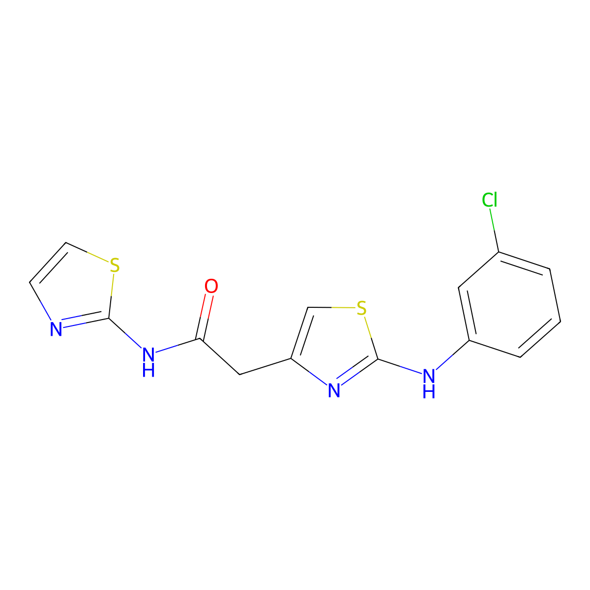 2-(2-((3-chlorophenyl)amino)thiazol-4-yl)-N-(thiazol-2-yl)acetamide molecular structure, CAS 1040655-92-2