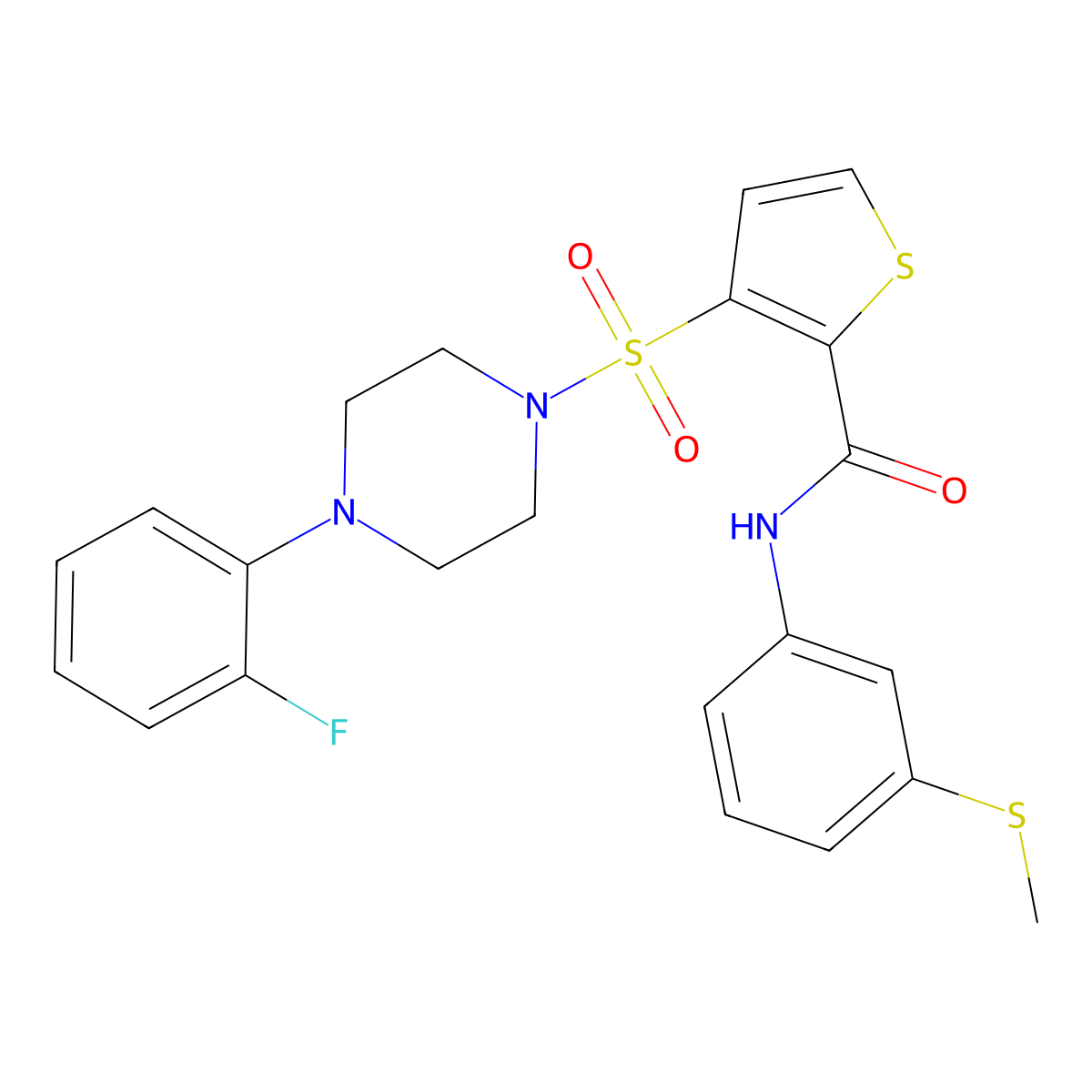 3-{[4-(2-fluorophenyl)piperazin-1-yl]sulfonyl}-N-[3-(methylsulfanyl)phenyl]thiophene-2-carboxamide molecular structure, CAS 1040655-94-4