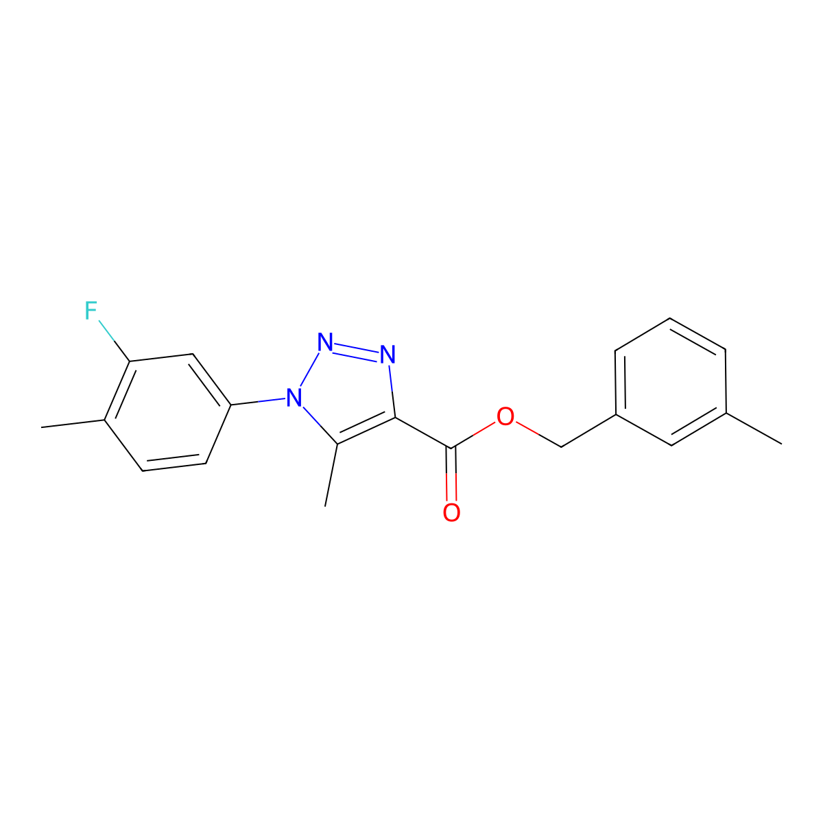 (3-methylphenyl)methyl 1-(3-fluoro-4-methylphenyl)-5-methyl-1H-1,2,3-triazole-4-carboxylate molecular structure, CAS 1040655-96-6
