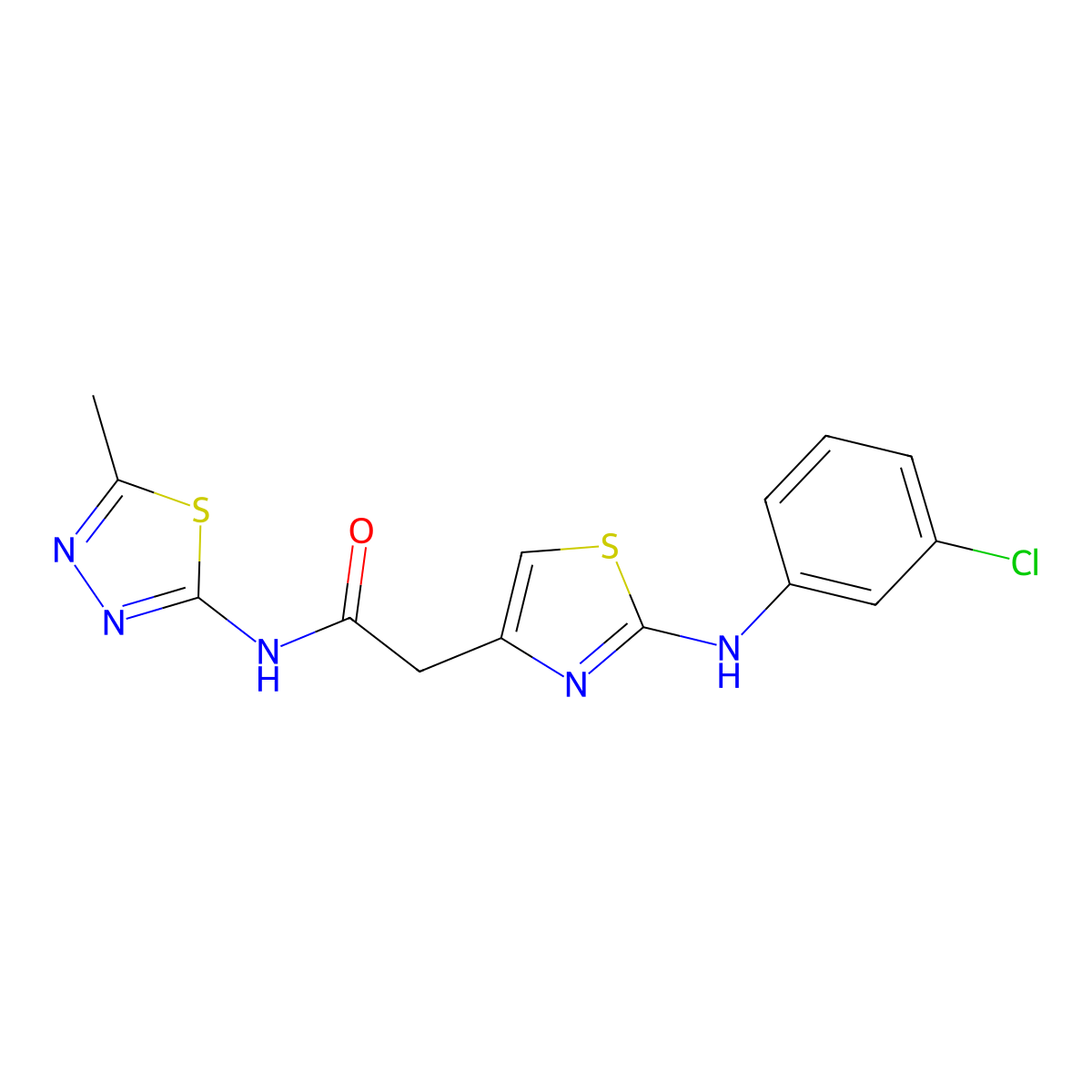 2-{2-[(3-chlorophenyl)amino]-1,3-thiazol-4-yl}-N-(5-methyl-1,3,4-thiadiazol-2-yl)acetamide molecular structure, CAS 1040655-99-9