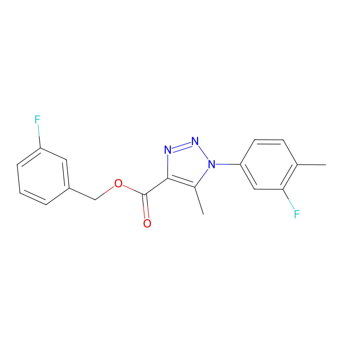 (3-fluorophenyl)methyl 1-(3-fluoro-4-methylphenyl)-5-methyl-1H-1,2,3-triazole-4-carboxylate molecular structure, CAS 1040656-03-8