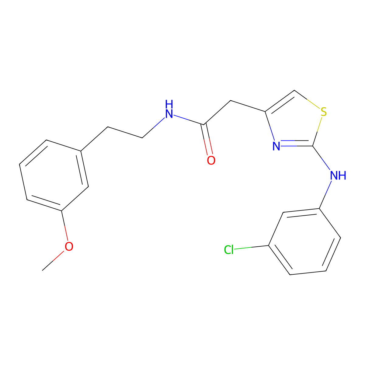 2-{2-[(3-chlorophenyl)amino]-1,3-thiazol-4-yl}-N-[2-(3-methoxyphenyl)ethyl]acetamide molecular structure, CAS 1040656-06-1