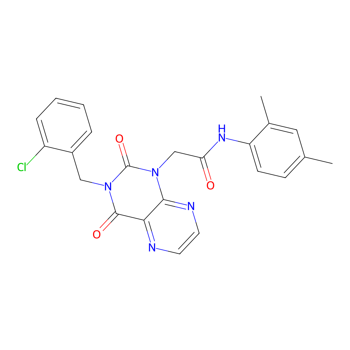2-{3-[(2-chlorophenyl)methyl]-2,4-dioxo-1,2,3,4-tetrahydropteridin-1-yl}-N-(2,4-dimethylphenyl)acetamide molecular structure, CAS 1040656-07-2