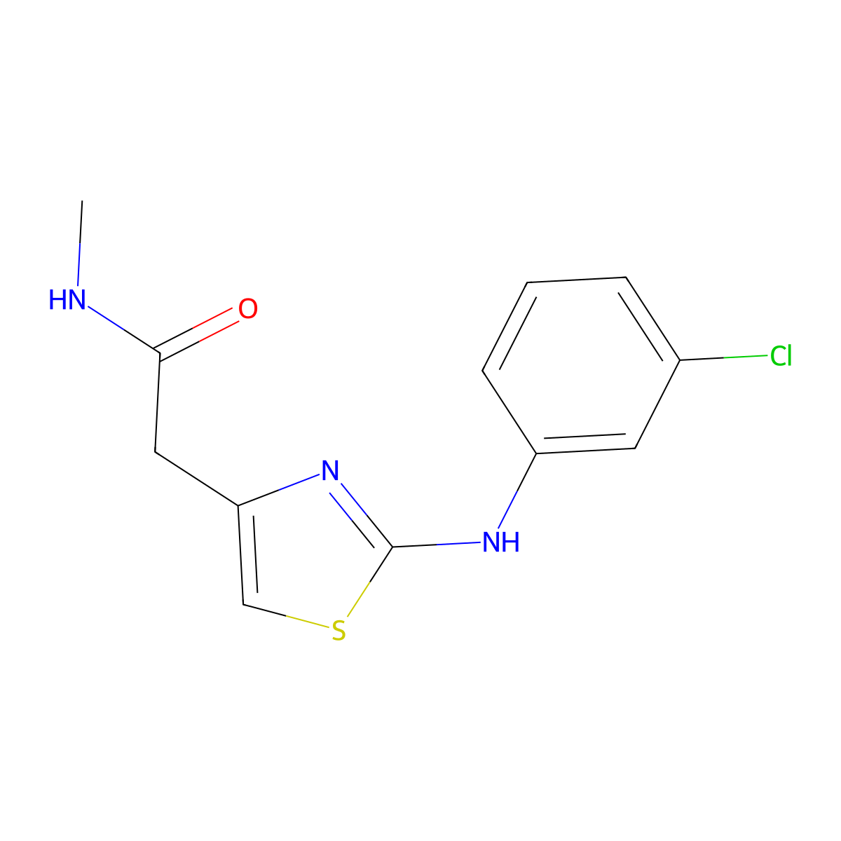2-(2-((3-chlorophenyl)amino)thiazol-4-yl)-N-methylacetamide molecular structure, CAS 1040656-09-4