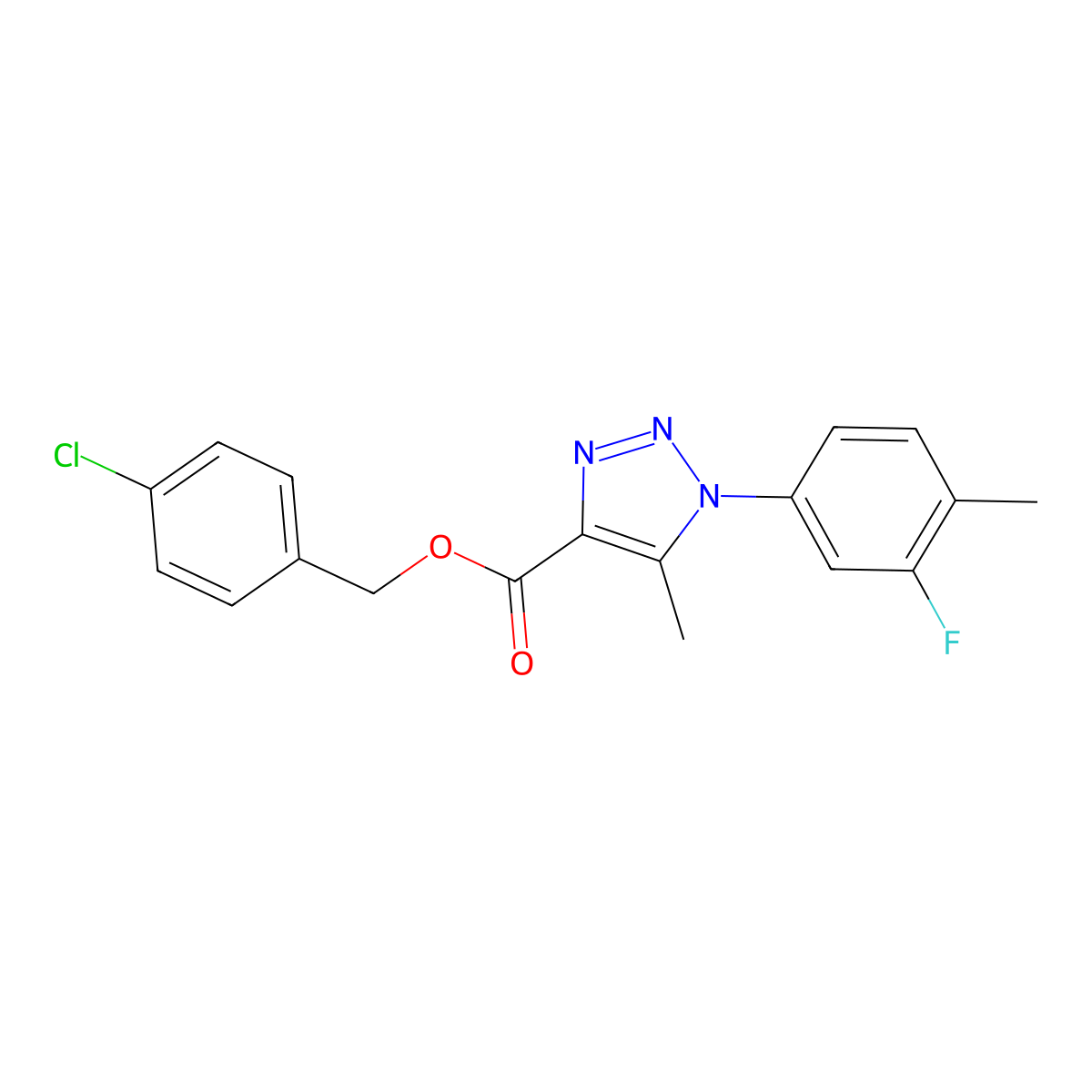 (4-chlorophenyl)methyl 1-(3-fluoro-4-methylphenyl)-5-methyl-1H-1,2,3-triazole-4-carboxylate molecular structure, CAS 1040656-10-7