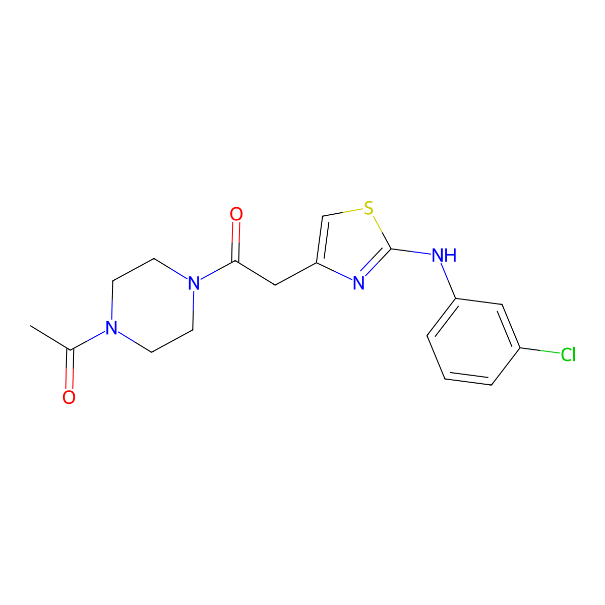 1-(4-Acetylpiperazin-1-yl)-2-{2-[(3-chlorophenyl)amino]-1,3-thiazol-4-yl}ethan-1-one molecular structure, CAS 1040656-13-0