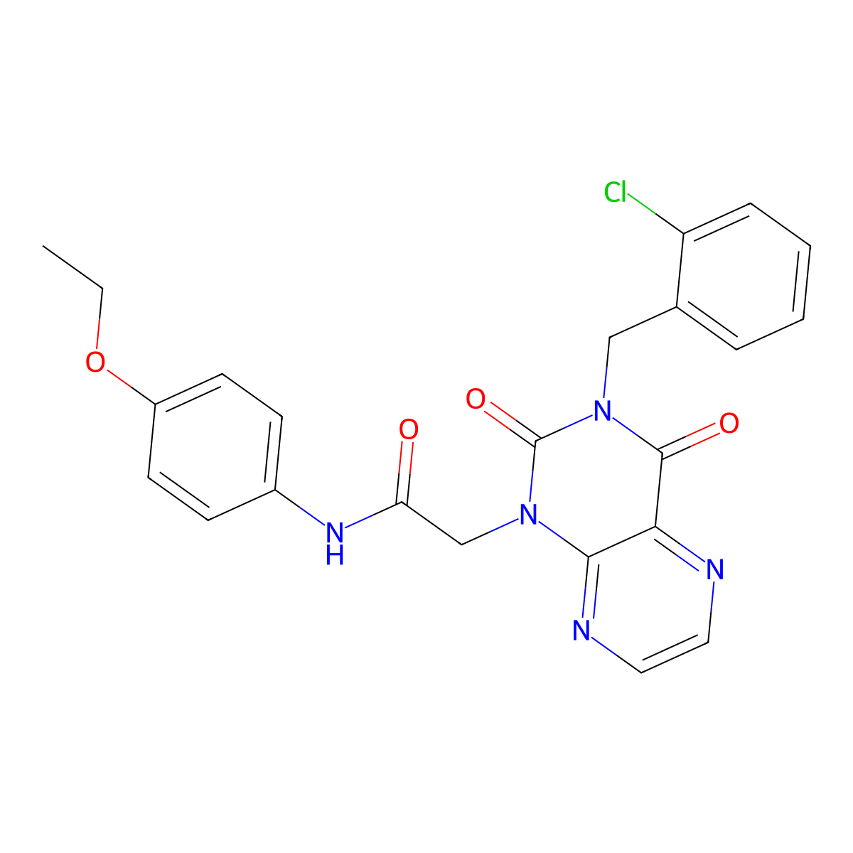 2-{3-[(2-chlorophenyl)methyl]-2,4-dioxo-1,2,3,4-tetrahydropteridin-1-yl}-N-(4-ethoxyphenyl)acetamide molecular structure, CAS 1040656-14-1