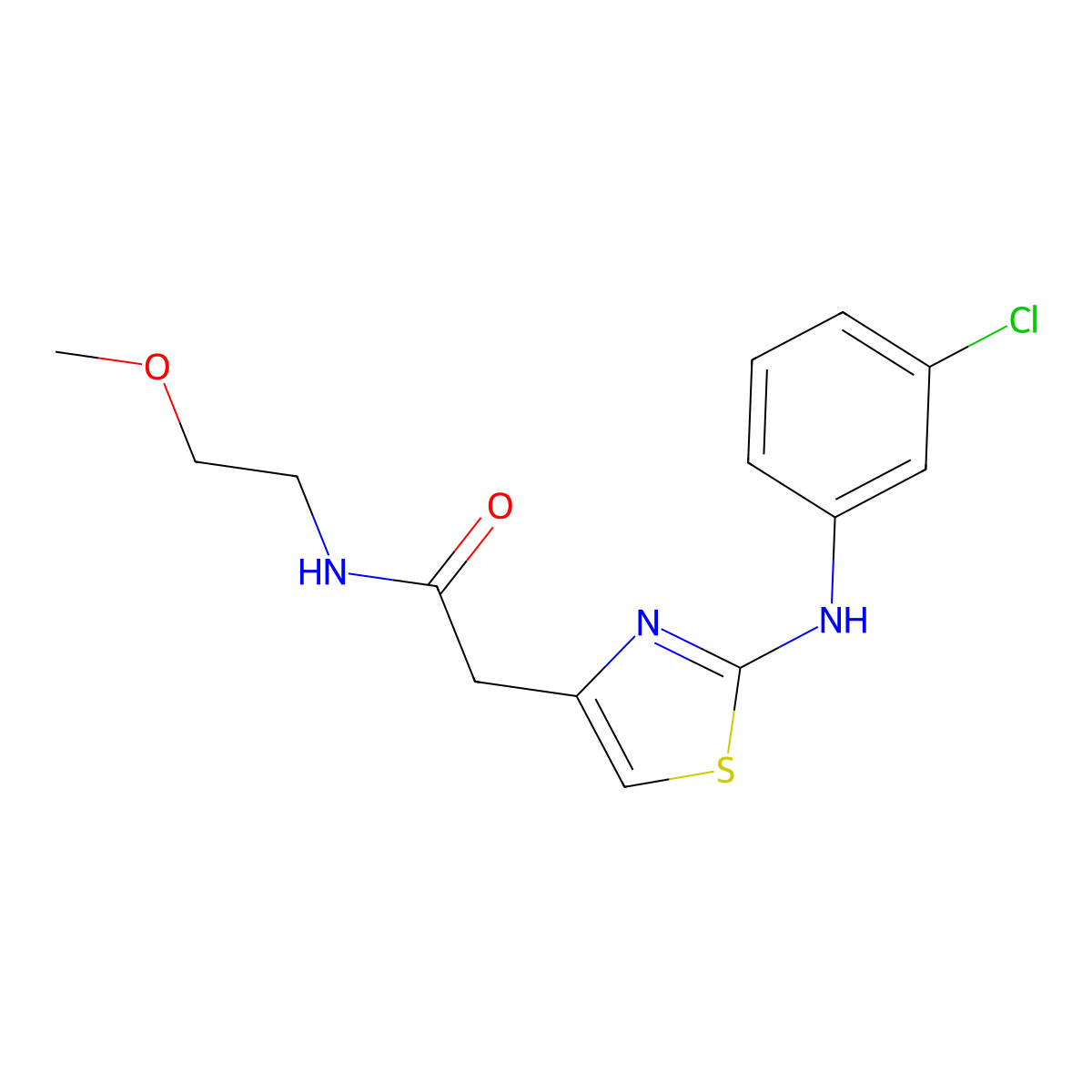 2-{2-[(3-chlorophenyl)amino]-1,3-thiazol-4-yl}-N-(2-methoxyethyl)acetamide molecular structure, CAS 1040656-16-3