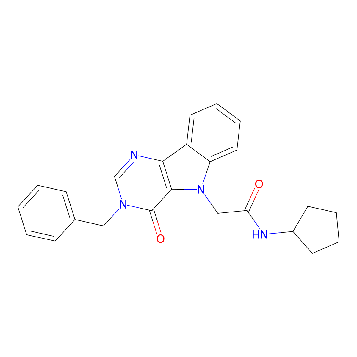 2-(3-benzyl-4-oxo-3H-pyrimido[5,4-b]indol-5(4H)-yl)-N-cyclopentylacetamide molecular structure, CAS 1040656-19-6