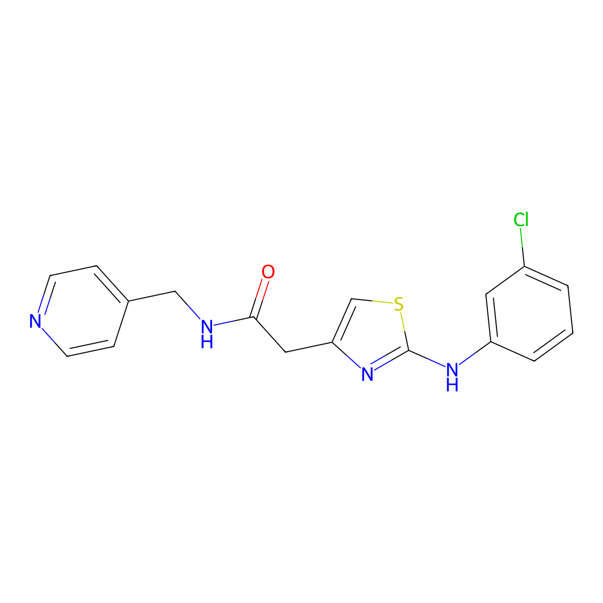 2-{2-[(3-chlorophenyl)amino]-1,3-thiazol-4-yl}-N-[(pyridin-4-yl)methyl]acetamide molecular structure, CAS 1040656-20-9