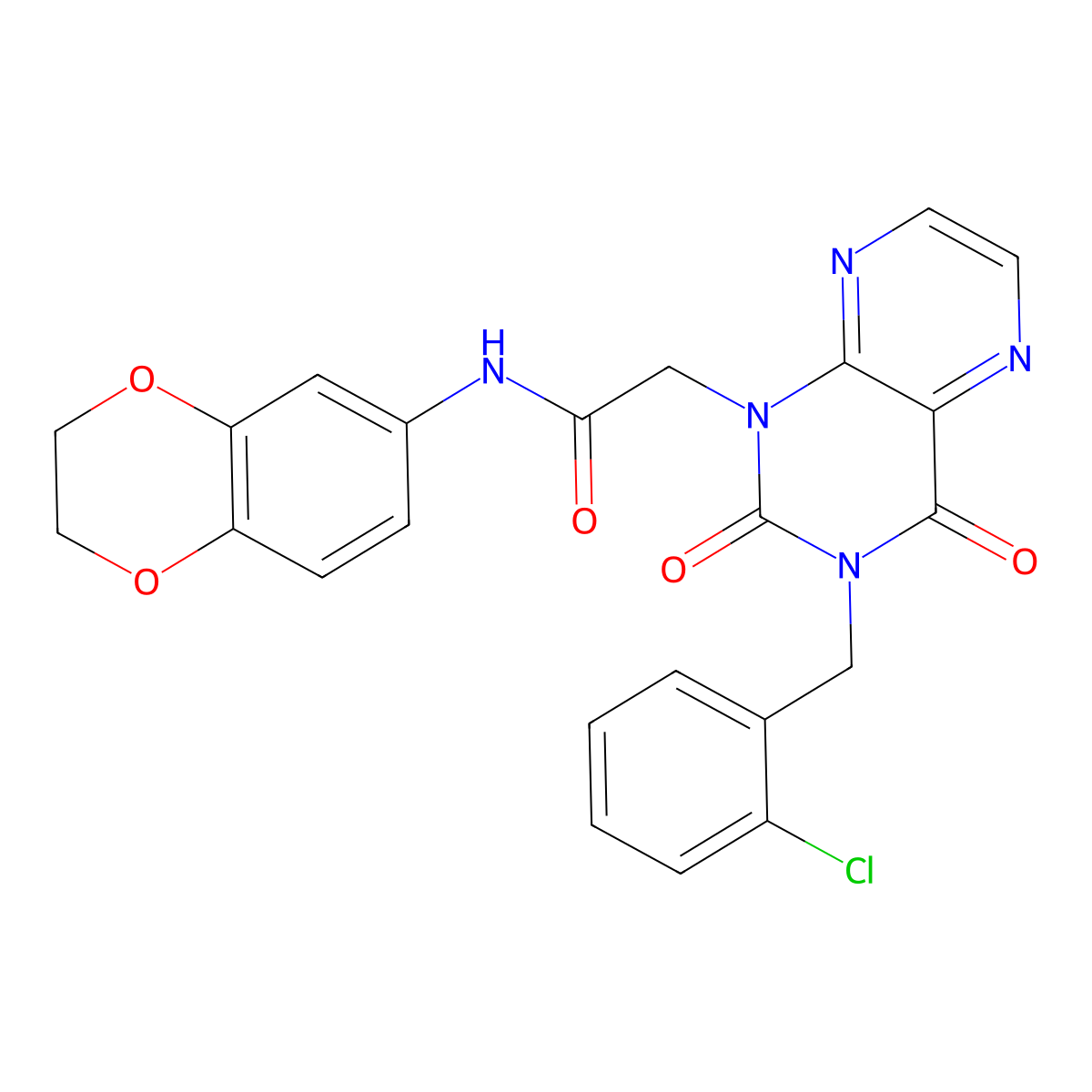 2-{3-[(2-chlorophenyl)methyl]-2,4-dioxo-1,2,3,4-tetrahydropteridin-1-yl}-N-(2,3-dihydro-1,4-benzodioxin-6-yl)acetamide molecular structure, CAS 1040656-21-0