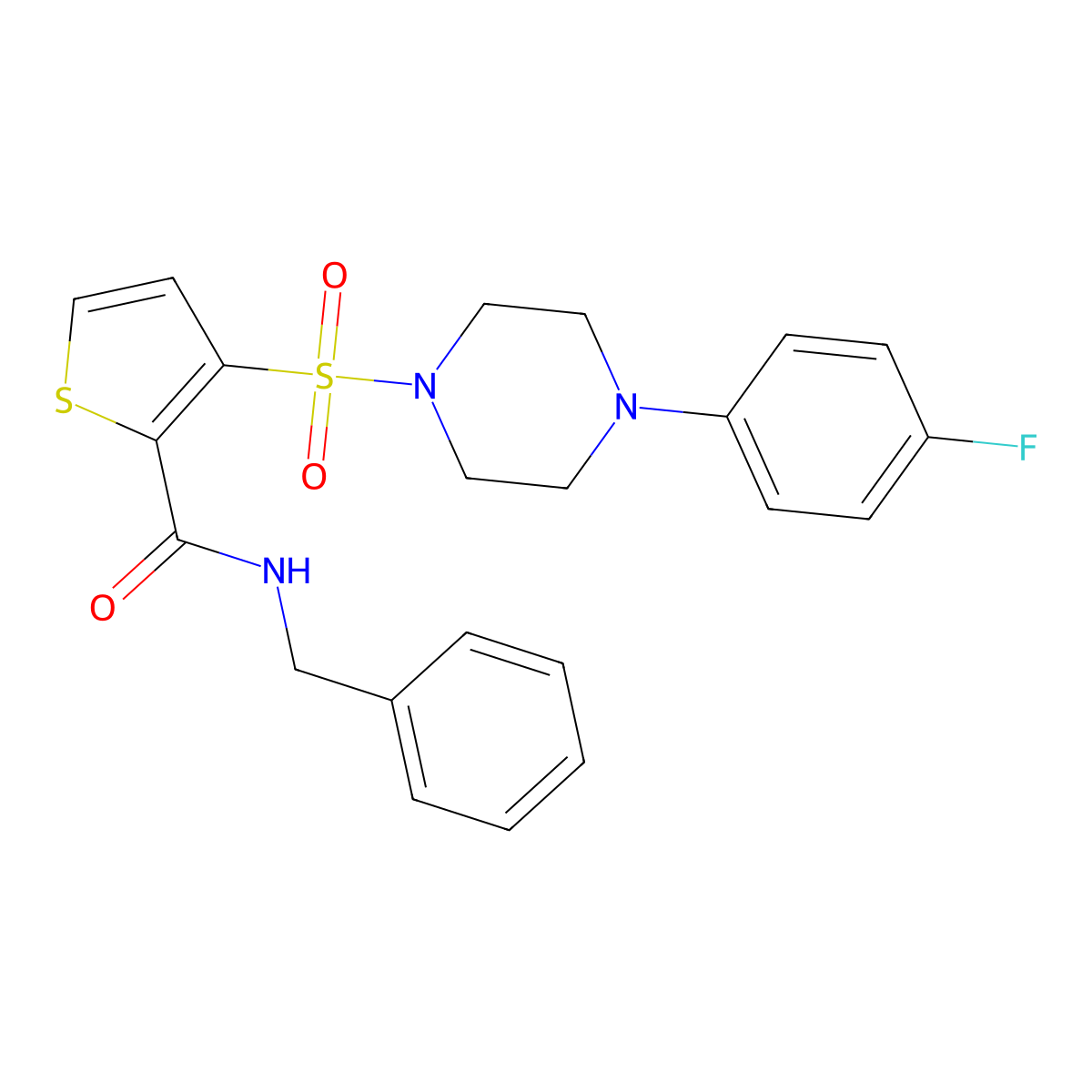 N-benzyl-3-{[4-(4-fluorophenyl)piperazin-1-yl]sulfonyl}thiophene-2-carboxamide molecular structure, CAS 1040656-22-1