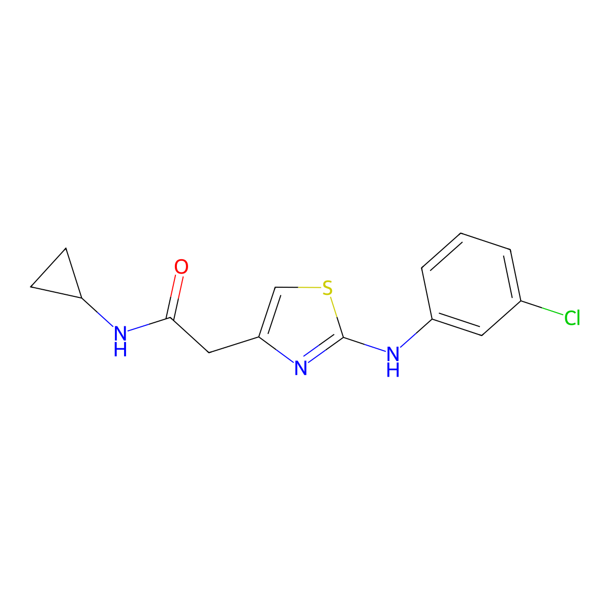 2-{2-[(3-chlorophenyl)amino]-1,3-thiazol-4-yl}-N-cyclopropylacetamide molecular structure, CAS 1040656-27-6