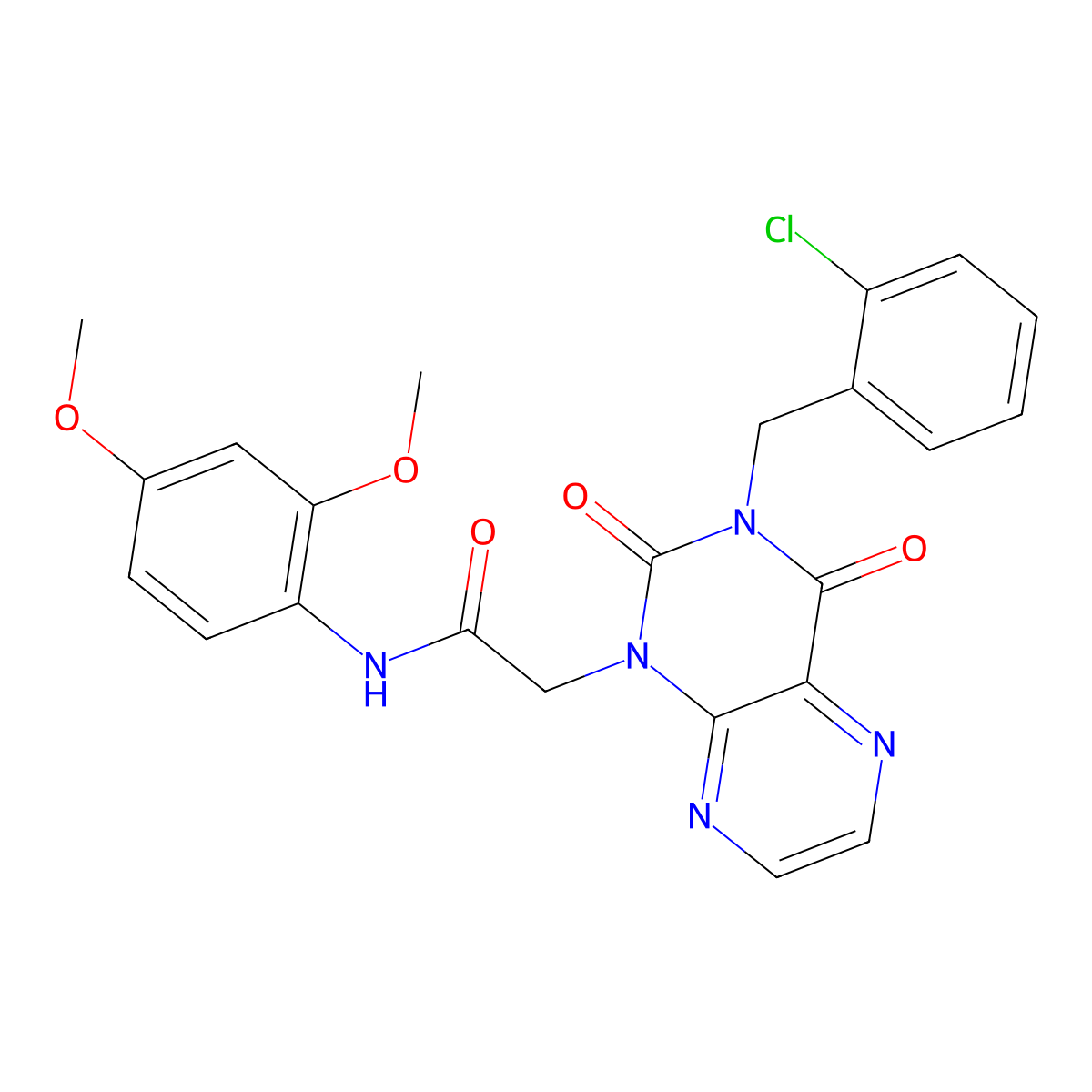 2-{3-[(2-chlorophenyl)methyl]-2,4-dioxo-1,2,3,4-tetrahydropteridin-1-yl}-N-(2,4-dimethoxyphenyl)acetamide molecular structure, CAS 1040656-28-7