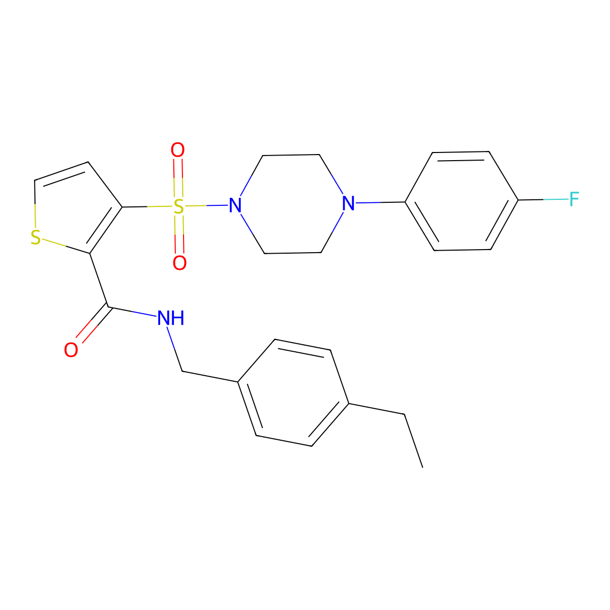 N-[(4-ethylphenyl)methyl]-3-{[4-(4-fluorophenyl)piperazin-1-yl]sulfonyl}thiophene-2-carboxamide molecular structure, CAS 1040656-29-8