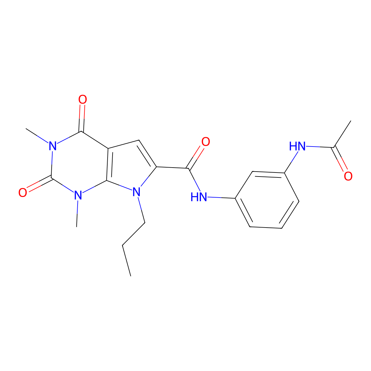 N-(3-acetamidophenyl)-1,3-dimethyl-2,4-dioxo-7-propyl-1H,2H,3H,4H,7H-pyrrolo[2,3-d]pyrimidine-6-carboxamide molecular structure, CAS 1040656-33-4