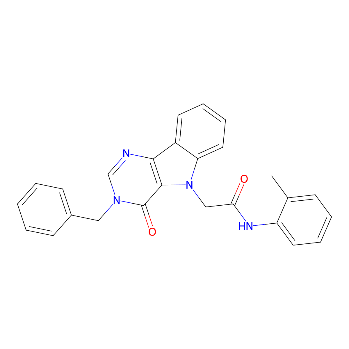 2-(3-benzyl-4-oxo-3H-pyrimido[5,4-b]indol-5(4H)-yl)-N-(o-tolyl)acetamide molecular structure, CAS 1040656-34-5
